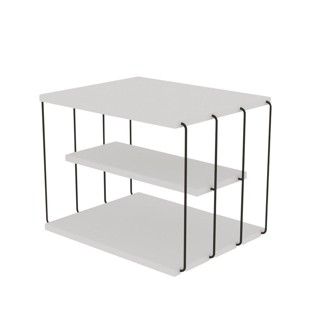 BEISTELLTISCH mit mehreren Ebenen - Lifon - 50/40/33 cm - Weiß, Holzwerkstoff (45/40/33cm) - Calicosy