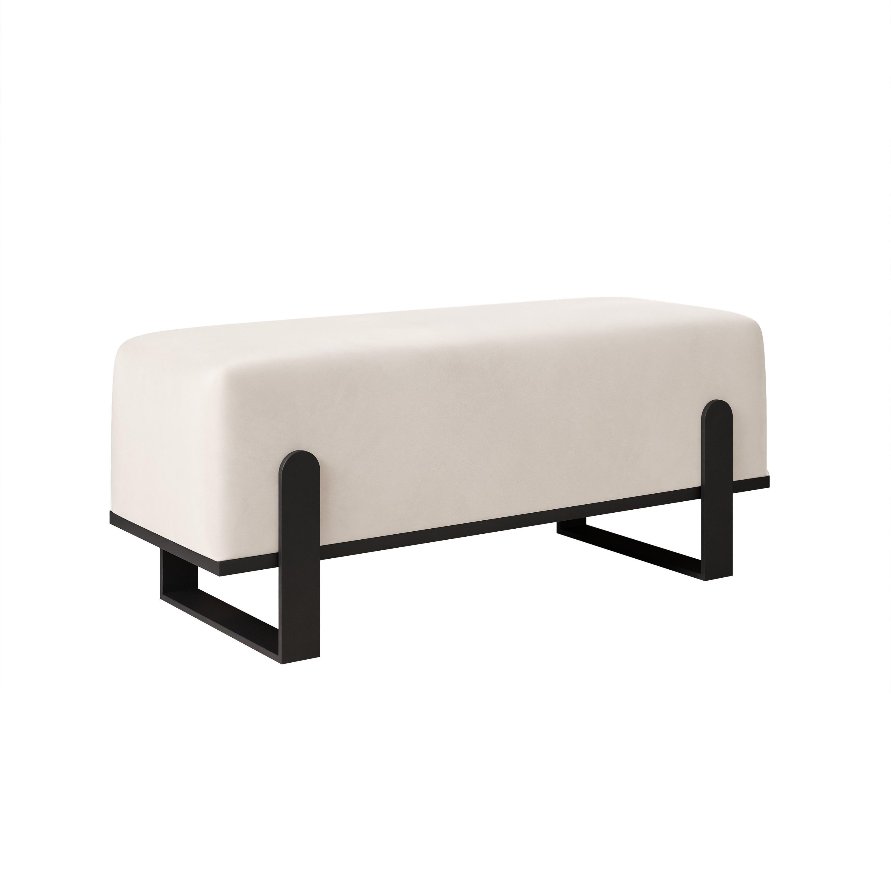 POLSTERBANK MARA 100 cm Schwarz / Creme ,Metallgestell - Creme, Textil/Metall (100/47/35cm) - Idohome