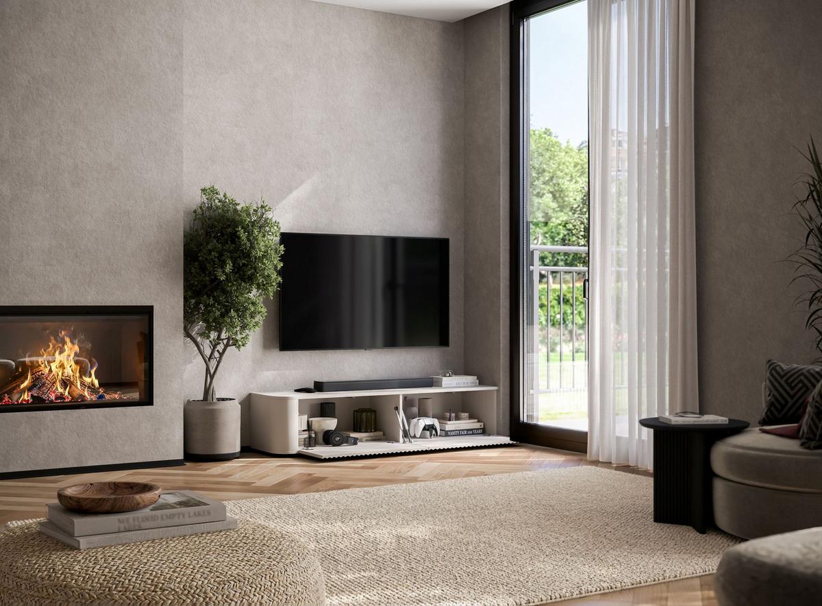 TV-LOWBOARD Aurora Kaschmir matt 140 cm mit niedrigen Füßen - Kaschmir, Holzwerkstoff (140/31/35cm) - Meble Lindner