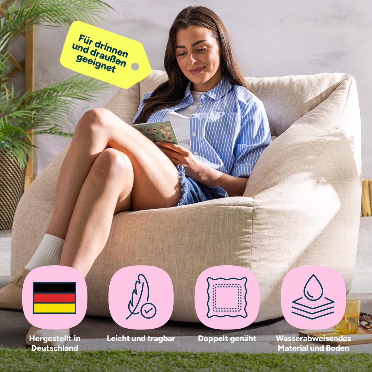 SITZSACK Outdoor-Sessel Natalia - Beige, Textil (97/35/84cm) - icon