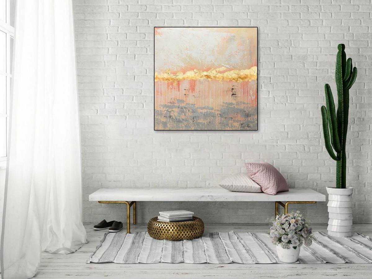 ÖLGEMÄLDE 80/80 cm - Pink/Beige, Holz/Textil (80/80cm) - KUNSTLOFT
