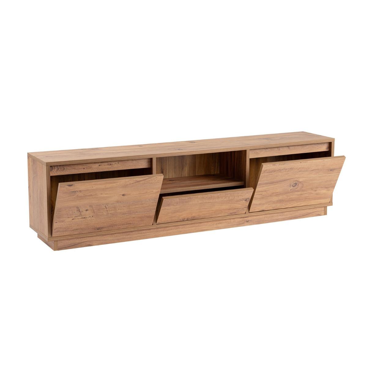 TV-MÖBEL mit 3 klappbaren türen und 1 offenem fach - vanguard 160/29,5/42 cm - Kieferfarben, Holzwerkstoff (29.5/42/44cm) - Calicosy