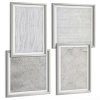BILDER SET 4er Set - 50x50 cm & 40x60 cm Silberner Rahmen - Sandmuster geometrische Strukturen - Silberfarben, Kunststoff (50/50cm) - TULUP