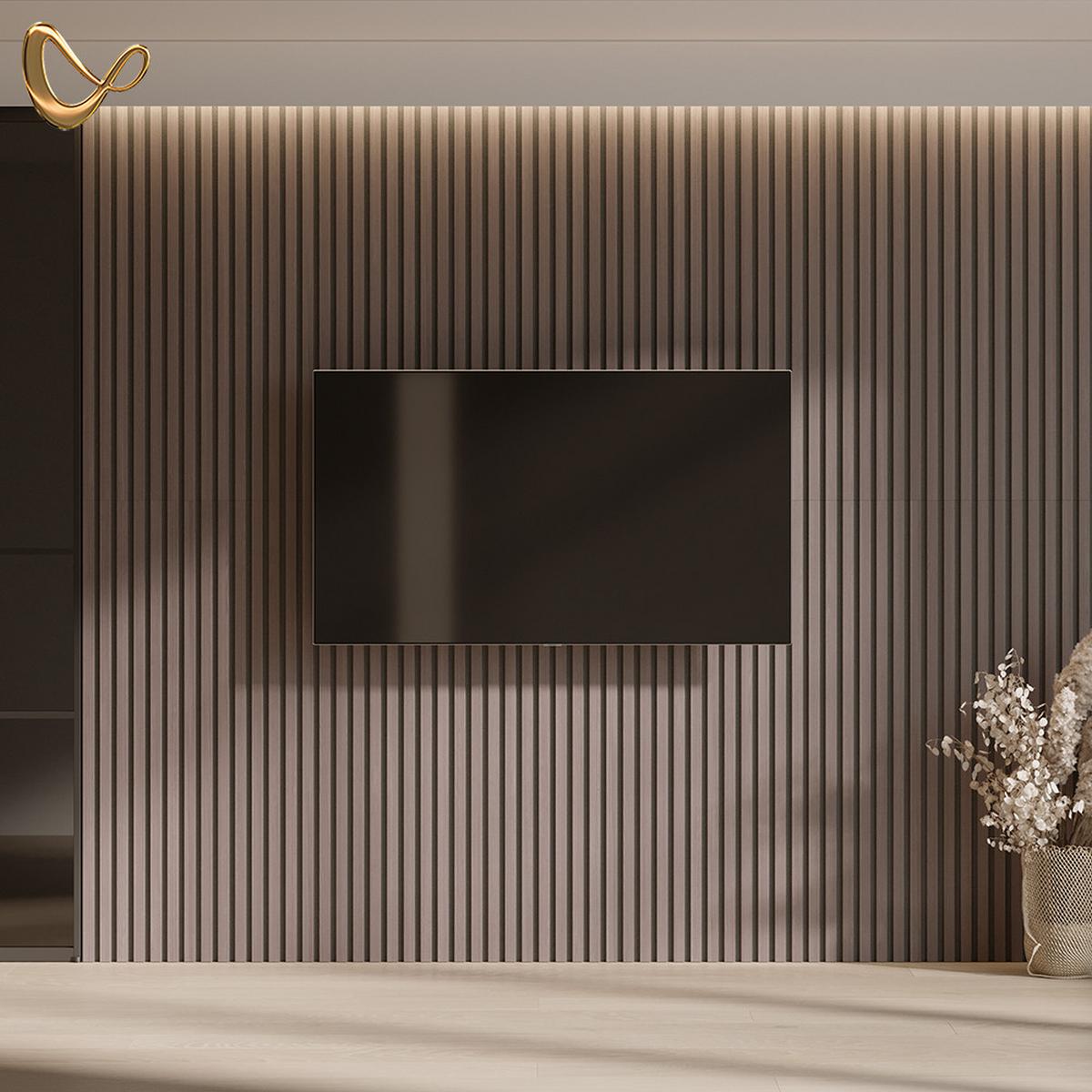 WANDPANEELE Grivola Nussbaum/Braun 4 Stück - Walnussfarben/Braun, Holzwerkstoff (120/40/1.8cm) - Livinity®