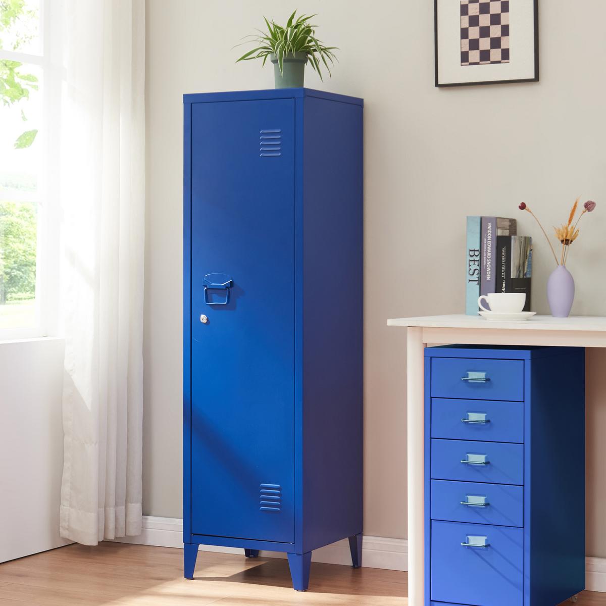 EINZELSPIND Kurikka - Blau, Metall (38/137/38cm) - [en.casa]