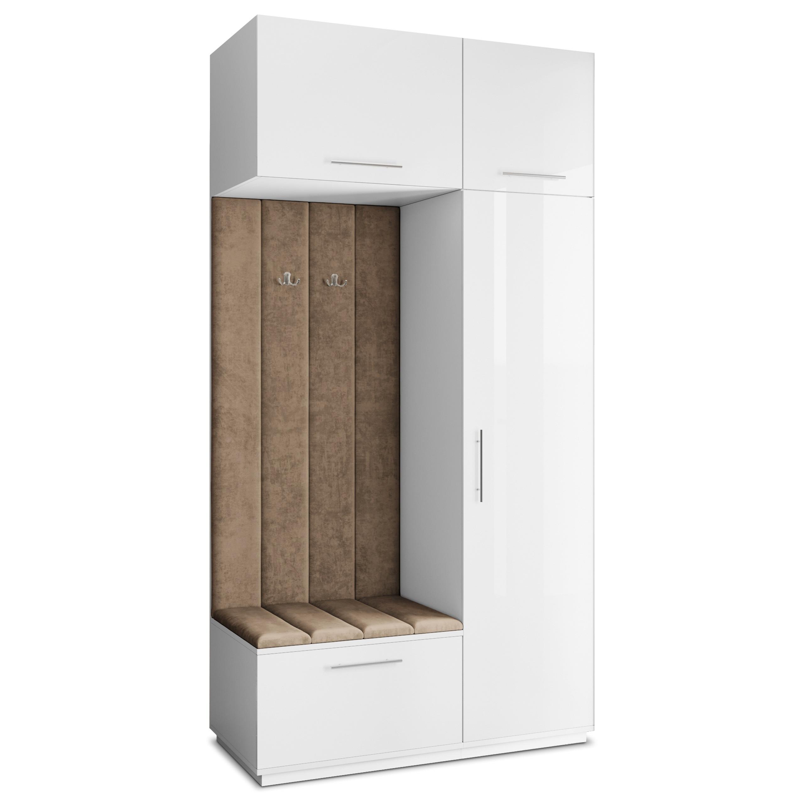 GARDEROBENSCHRANK REMA 120/240/60 cm Modern Garderobe-Set Weiß - Weiß/Mokka, Holzwerkstoff (120/240/60cm) - MASSENO