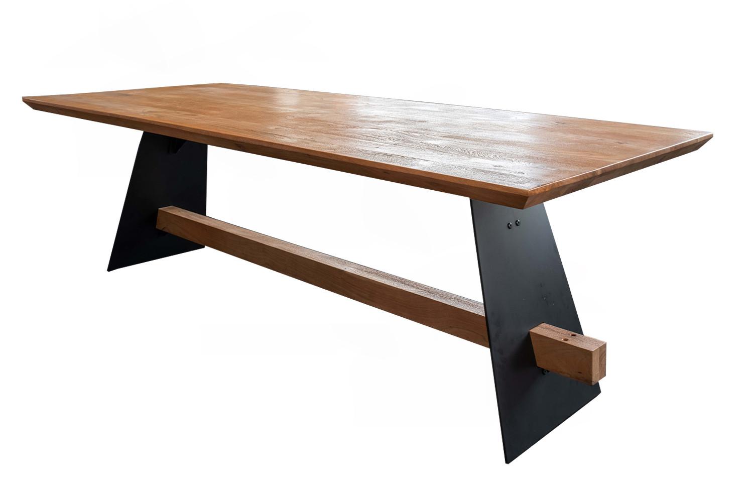 ESSTISCH MIT SCHWEIZER KANTE ARBORIO Braun Akazie - Schwarz/Braun, Holz/Metall (100/260/78cm) - KAWOLA