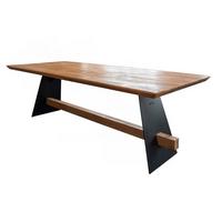 ESSTISCH MIT SCHWEIZER KANTE ARBORIO Braun Akazie - Schwarz/Braun, Holz/Metall (100/260/78cm) - KAWOLA