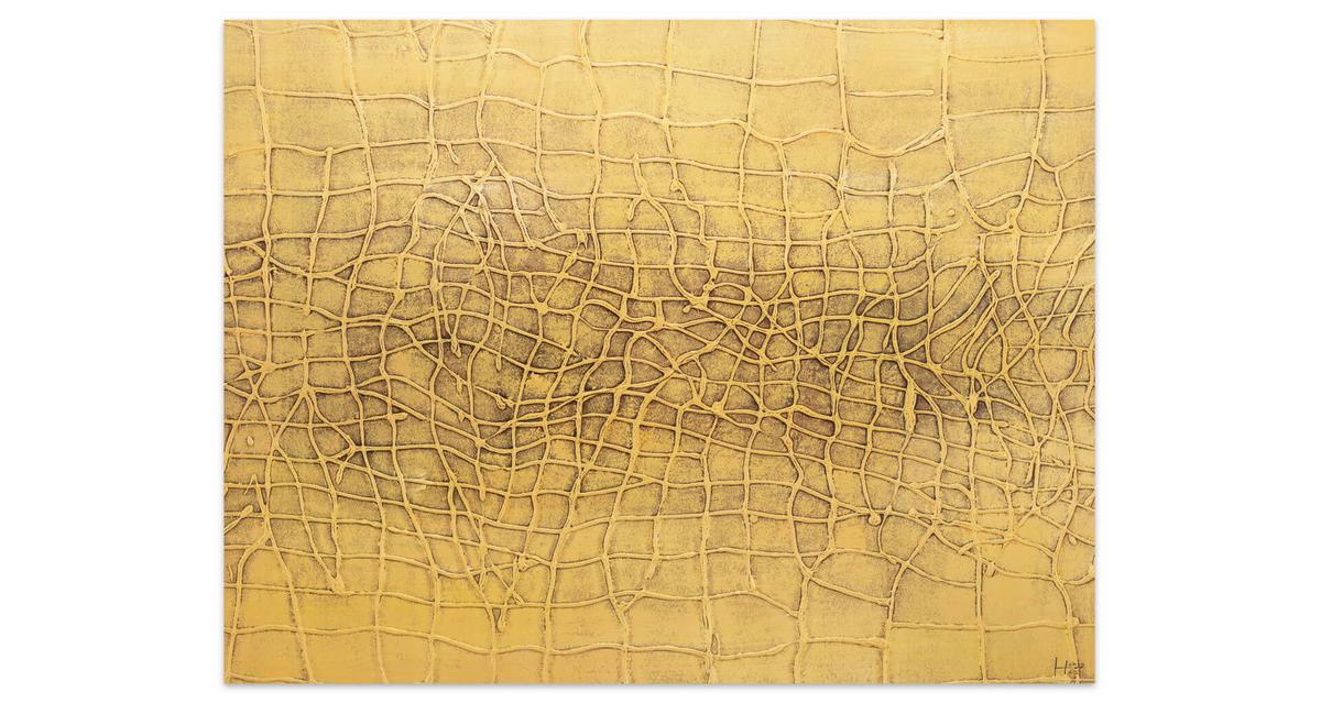 ACRYLBILD HANDGEMALT 100/75 cm - Gelb, Holz/Textil (100/75cm) - KUNSTLOFT