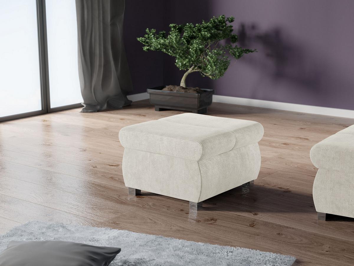POLSTERHOCKER Bangkok Klein - Silberfarben/Creme, Holz/Kunststoff (60/39/60cm) - MIRJAN24