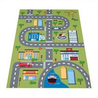 KINDERTEPPICH Waschbar, mit Stadtverkehrs-Motiv, Grün, 200 x 200 cm - Grün, Textil (200/200cm) - KADIMA DESIGN
