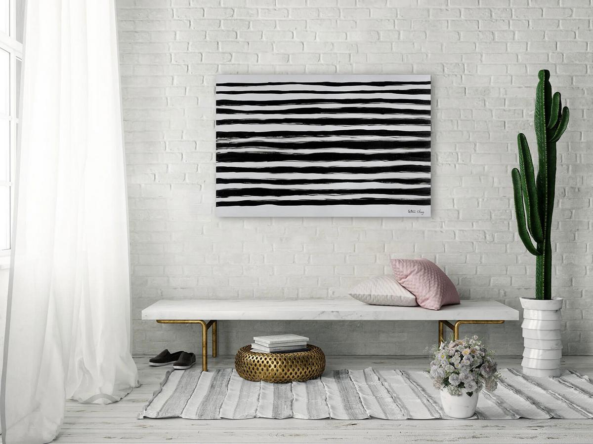 ACRYLBILD HANDGEMALT 120/80 cm - Schwarz, Holz/Textil (120/80cm) - KUNSTLOFT