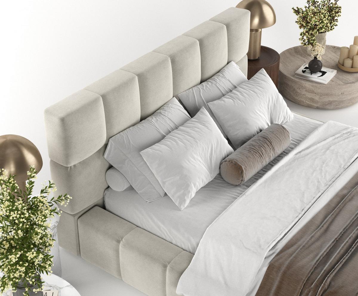 POLSTERBETT Paros mit Stauraum 160/200 cm Hellbeige im Terra NW Stoff - Beige/Schwarz, Holz/Holzwerkstoff (160/200cm) - AltaBeds