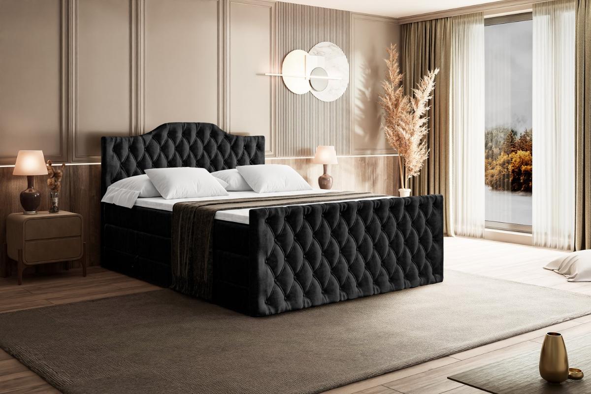 BOXSPRINGBETT VILA-1-Z KING - 140x200 - H3/H4 - Schwarz - Schwarz, Holzwerkstoff (140/200cm) - ALTDECOR
