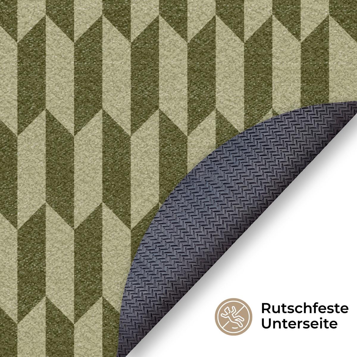 FUSSMATTE Muster - Abstrakt - Grün - Flugzeuge Flurteppich 90x90 cm - Olivgrün, Kunststoff (90/0.4cm) - MuchoWow