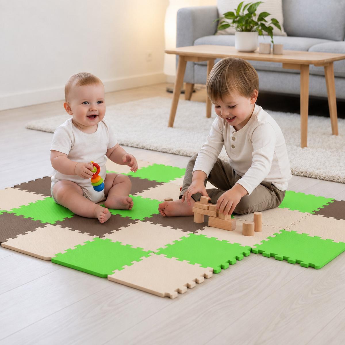 SPIELMATTE ab Null - 270/90 cm Puzzlematte Beige - Multicolor, Kunststoff (30/30cm) - Littletom
