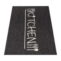 FLACHWEBTEPPICH, mit Schriftzug, aus Polypropylen, Anthrazit, 60 x 100 cm - Anthrazit, Textil (100/60cm) - KADIMA DESIGN