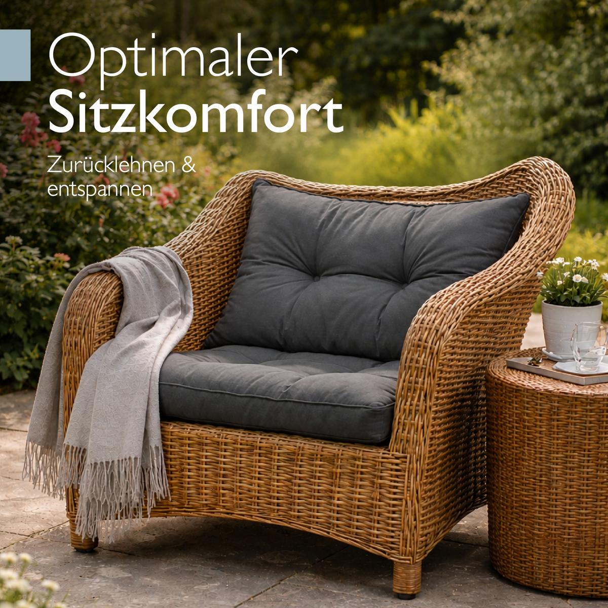 LOUNGEKISSEN Xluna Sitz 40x40x10cm mit Rücken 50x40x12cm Graphitgrau (2tlg) - Graphitfarben, Textil (40/50cm) - Beautissu 