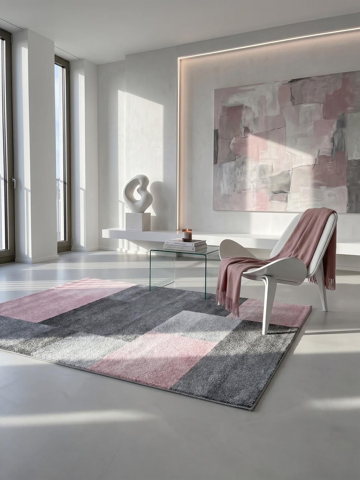 TEPPICH Kurzflor SOLDA in Rosa, kariert, 160 x 230 cm - Rosa, Textil (160/230cm) - KADIMA DESIGN