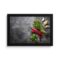 POSTER MIT RAHMENGERAHMTES BILD Pfeffer - Kräuter - Gewürze - Beton 30x20 cm - Dunkelgrau, Papier (30/20cm) - MuchoWow
