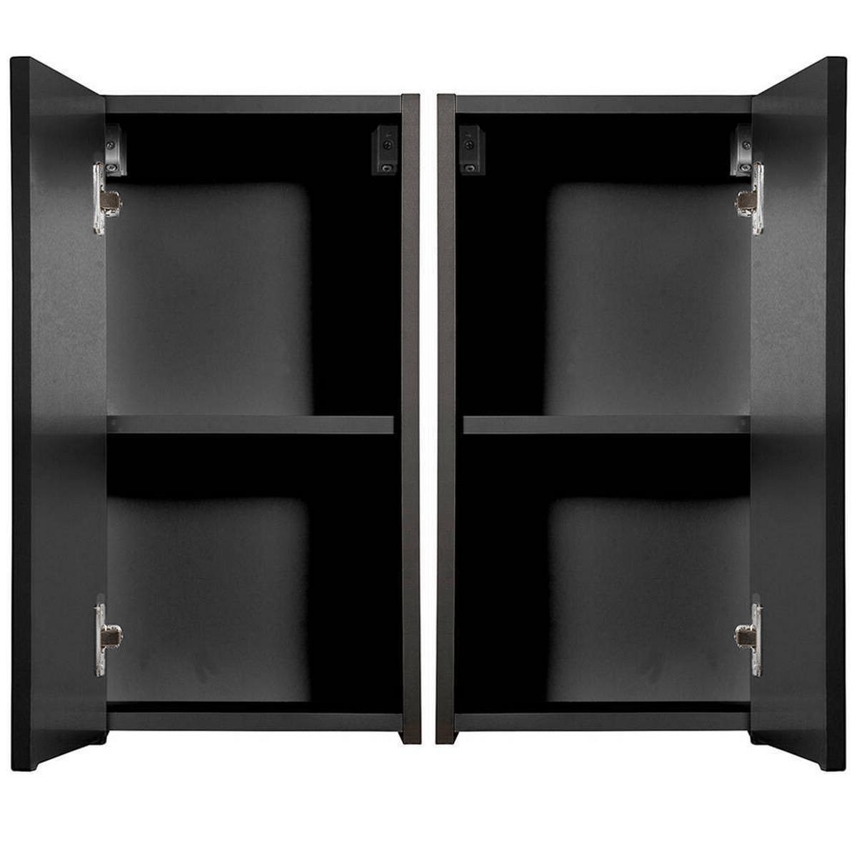 BAD-HÄNGESCHRANK Skelbolu - Schwarz, Holzwerkstoff (30/57/19cm) - [en.casa]
