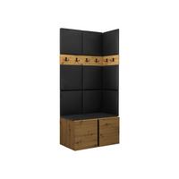 GARDEROBEN-SET Orion I - Schwarz/Eiche Artisan, Holzwerkstoff/Kunststoff (84/186/46cm) - MIRJAN24