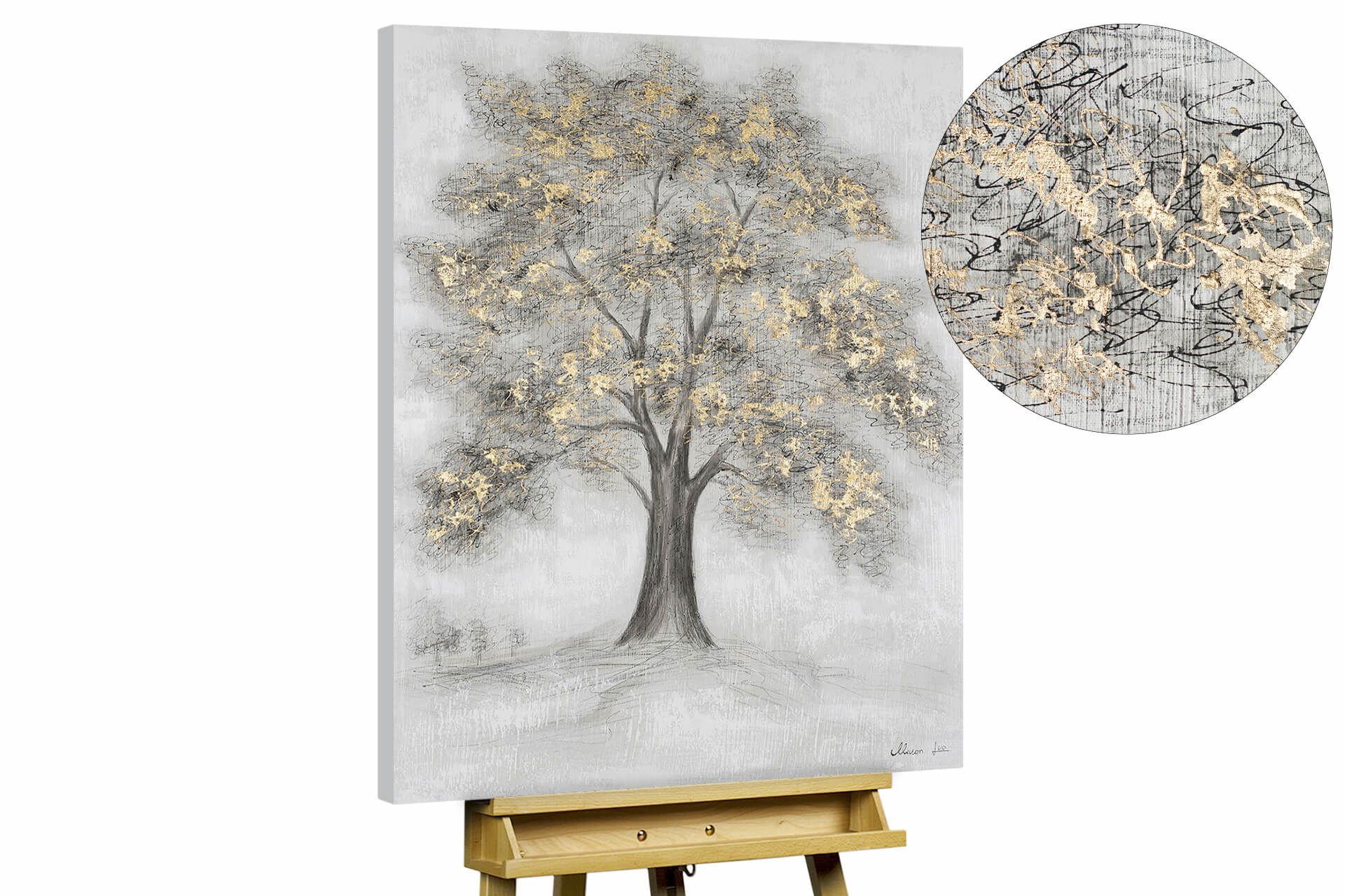 ACRYLBILD HANDGEMALT 75/100 cm - Weiß/Grau, Holz/Textil (2/100cm) - KUNSTLOFT