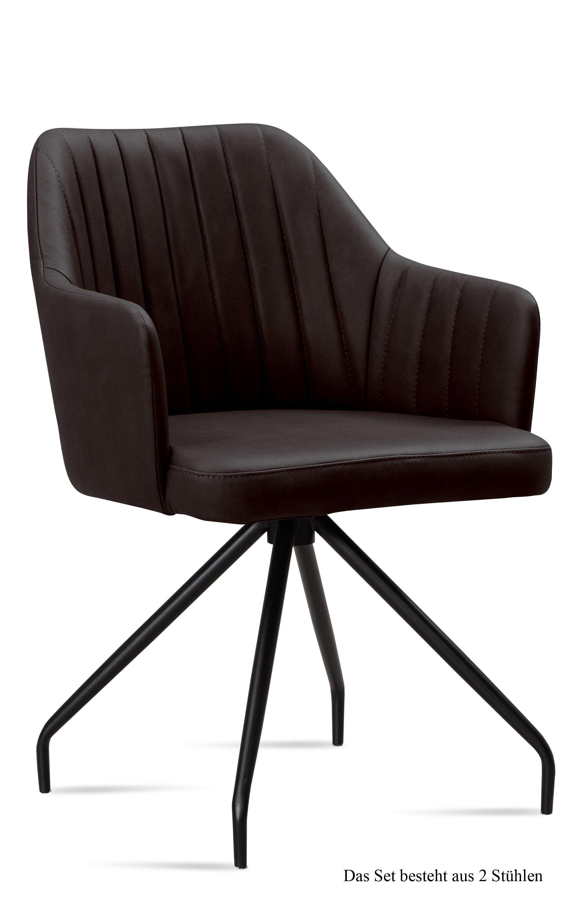 ARMLEHNSTUHL (2er-Set) Dinara 58x81x60 Schwarz/Espresso - Dunkelbraun/Schwarz, Kunststoff (60/81/58cm) - 58aufmkessel