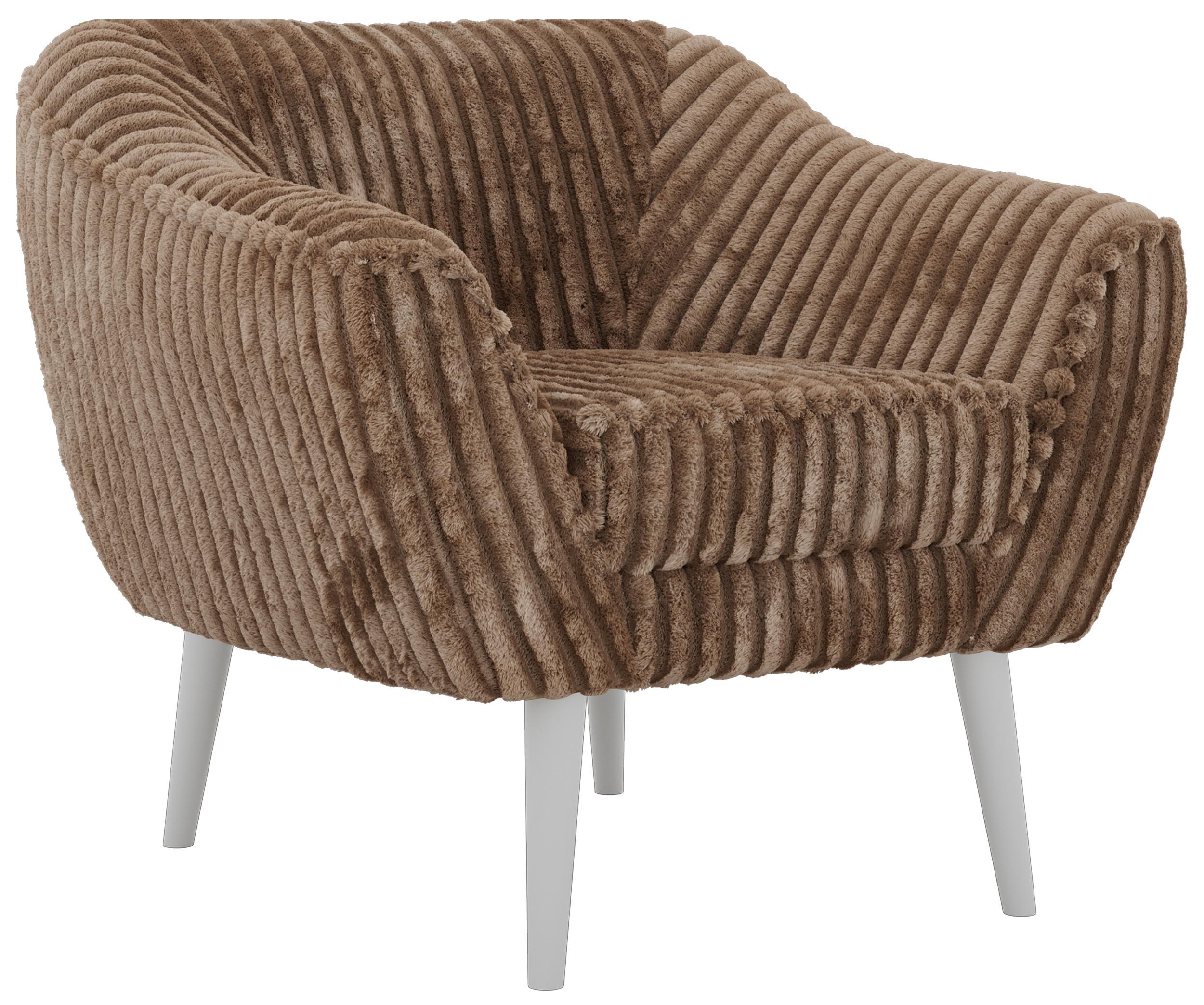 SESSEL PIRS - Braun Cord - Weiße Beine - Braun/Weiß, Holzwerkstoff/Textil (80/75/74cm) - MKS