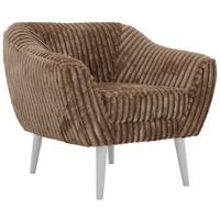 SESSEL PIRS - Braun Cord - Weiße Beine - Braun/Weiß, Holzwerkstoff/Textil (80/75/74cm) - MKS