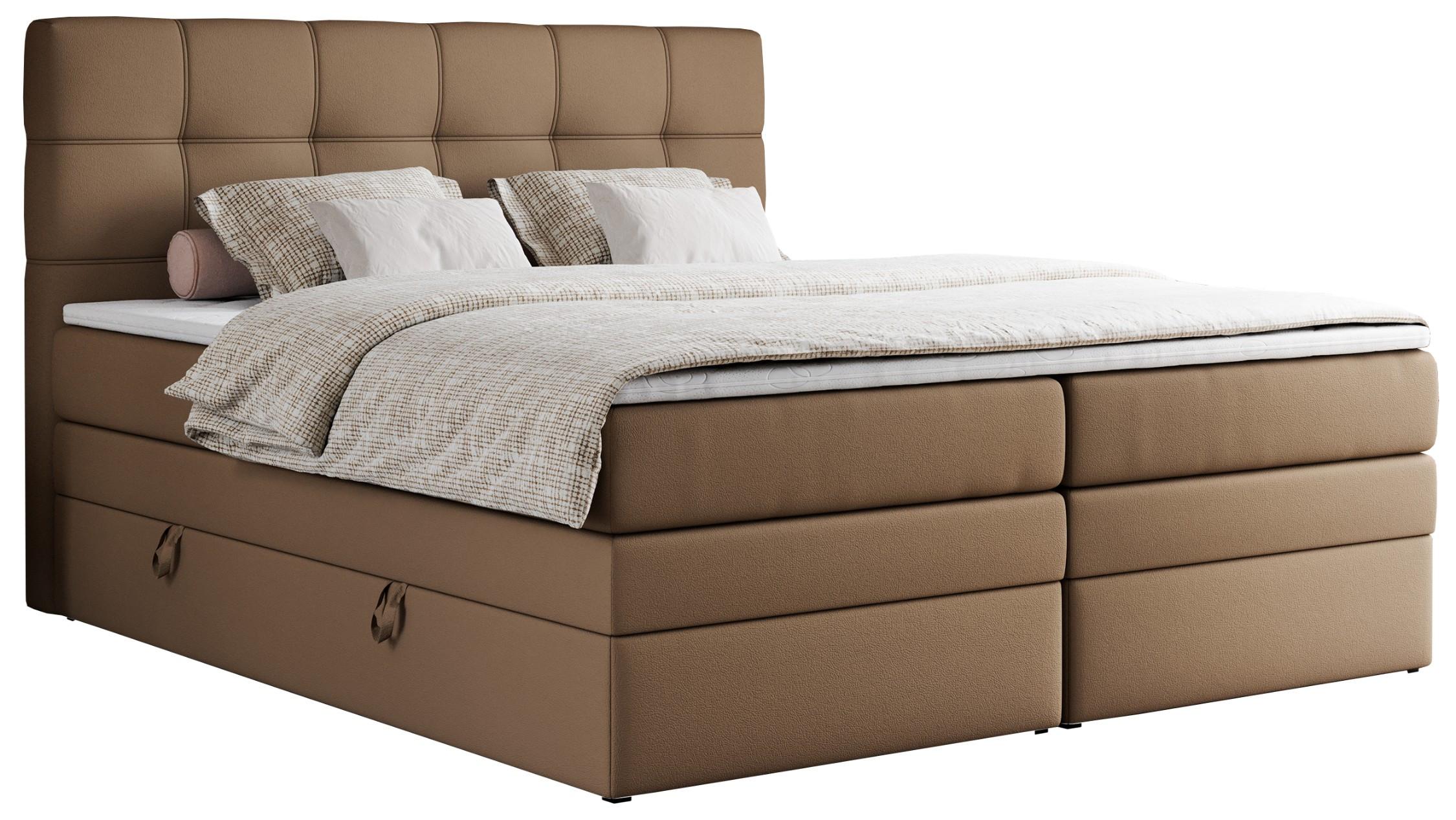 BOXSPRINGBETT ERNI KING 140/200 Braun Kunstleder - H3 - Braun, Holz/Textil (140/200cm) - MKS