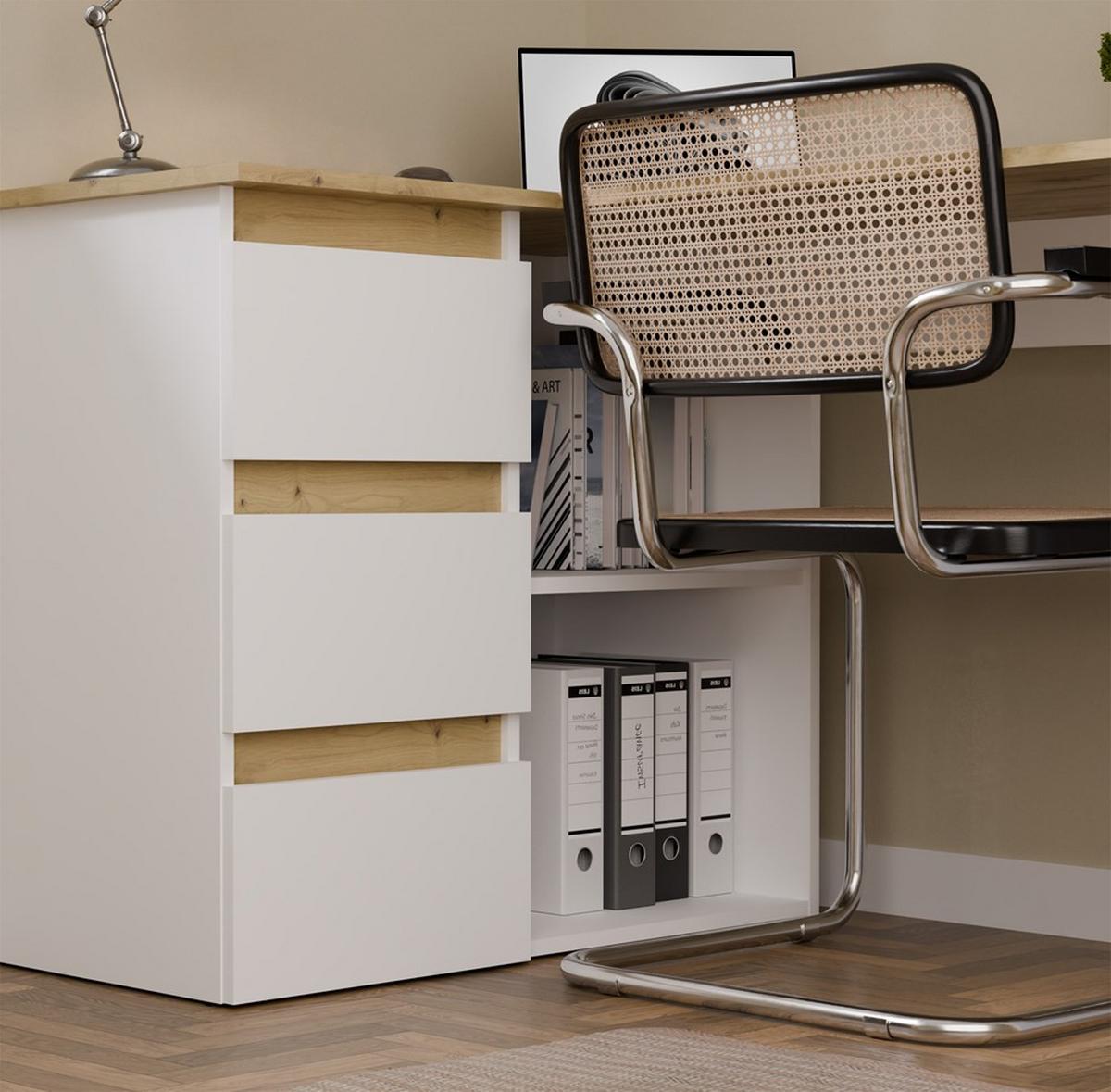 SCHREIBTISCH Weiß, Artisan Eiche 120/75/49 - Weiß/Eiche Artisan, Holzwerkstoff (90/50/75cm) - RAUMHIRSCH FURNITURE