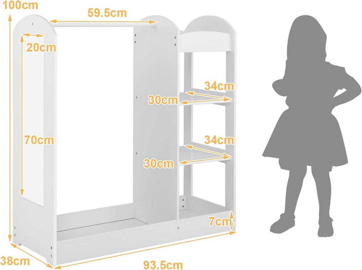 GARDEROBE Kinder Weiß - Weiß, Holz (94/100/38cm) - COSTWAY