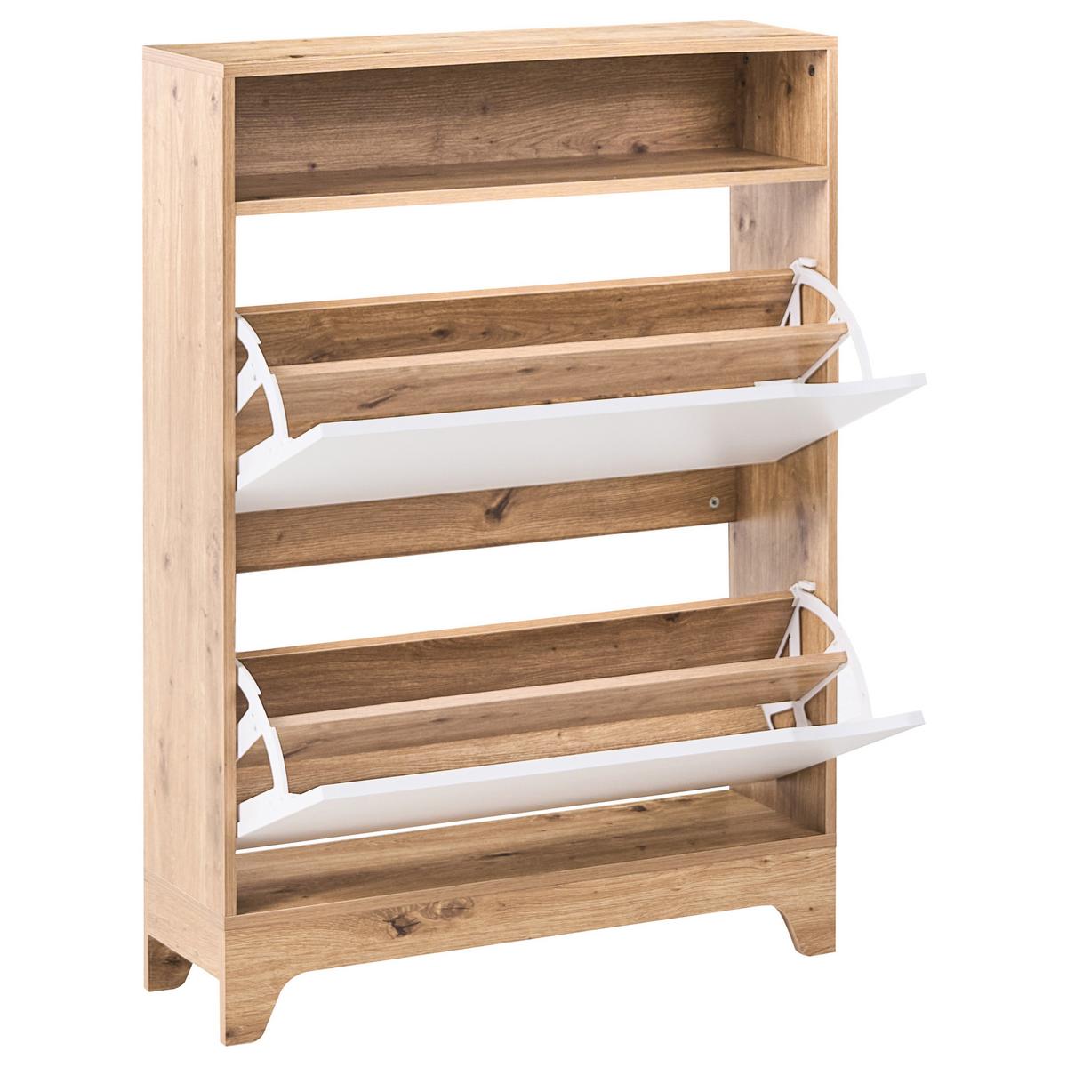 SCHUHSCHRANK Hellbraun Gatton - Hellbraun/Braun, Holzwerkstoff (80/111/24cm) - Beliani