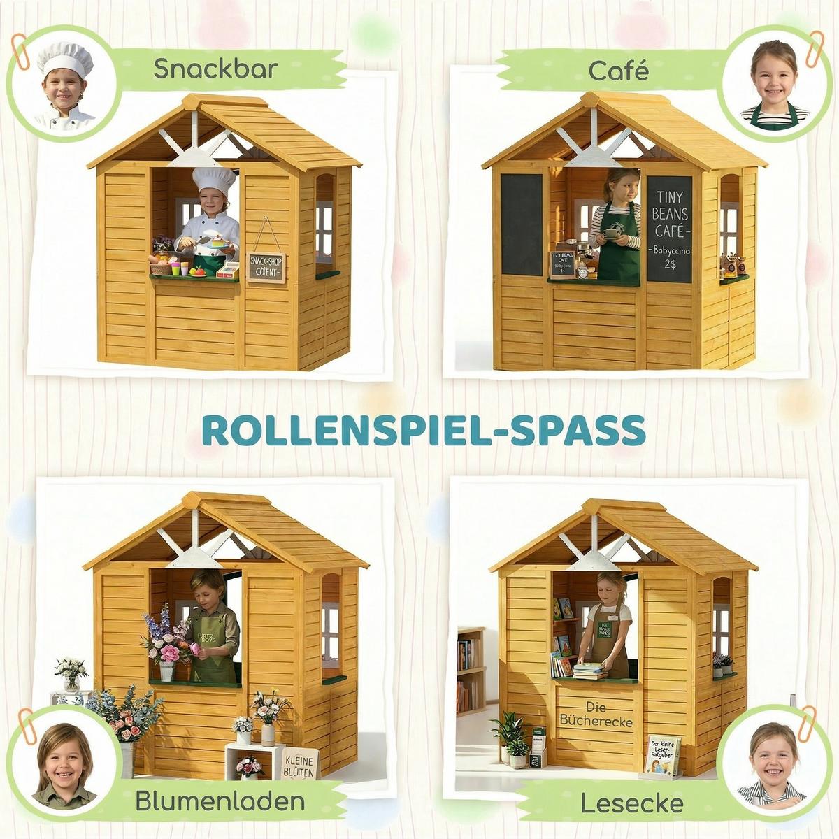 SPIELHAUS Tannenholz Braun - Braun, Holz (97/150/134.5cm) - AIYAPLAY