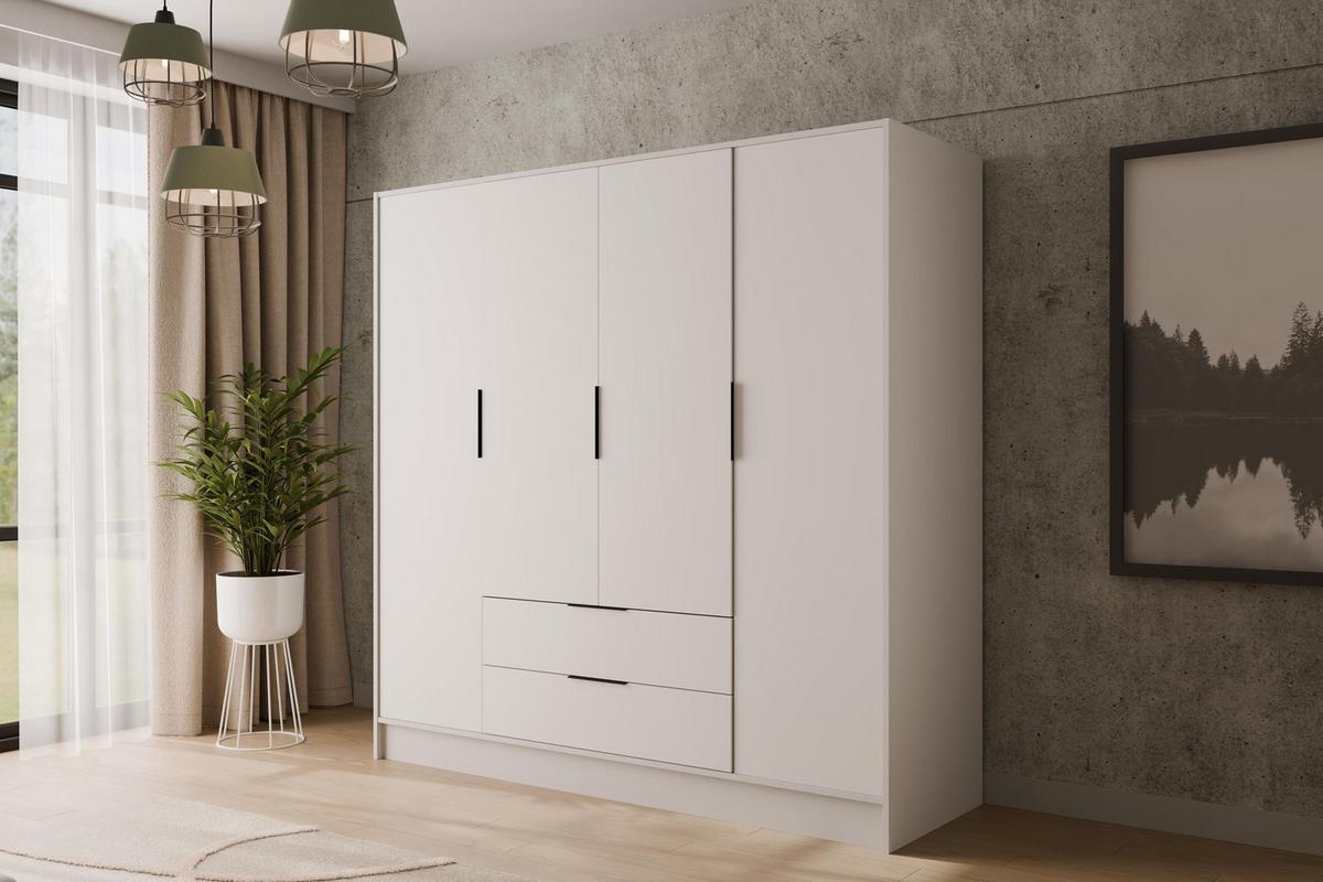 KLEIDERSCHRANK mit Flügeltüren KOLIN 200x200cm Weiß / Weiß - Weiß, Holzwerkstoff (200/200/51cm) - ALTDECOR