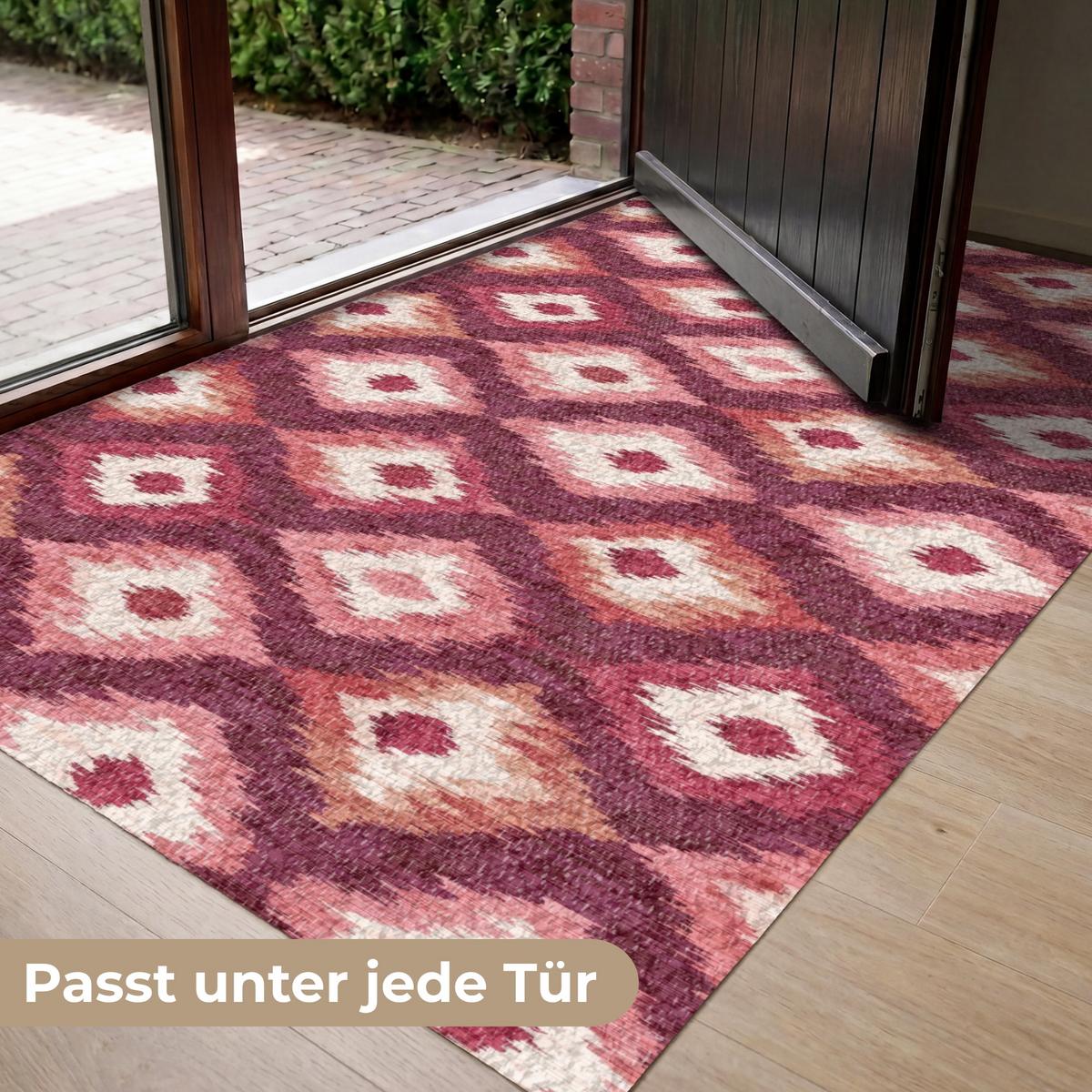FUSSMATTE Diamantformen - Rosa - Muster - Textur Flurteppich 150x90 cm - Beere, Kunststoff (150/0.4cm) - MuchoWow