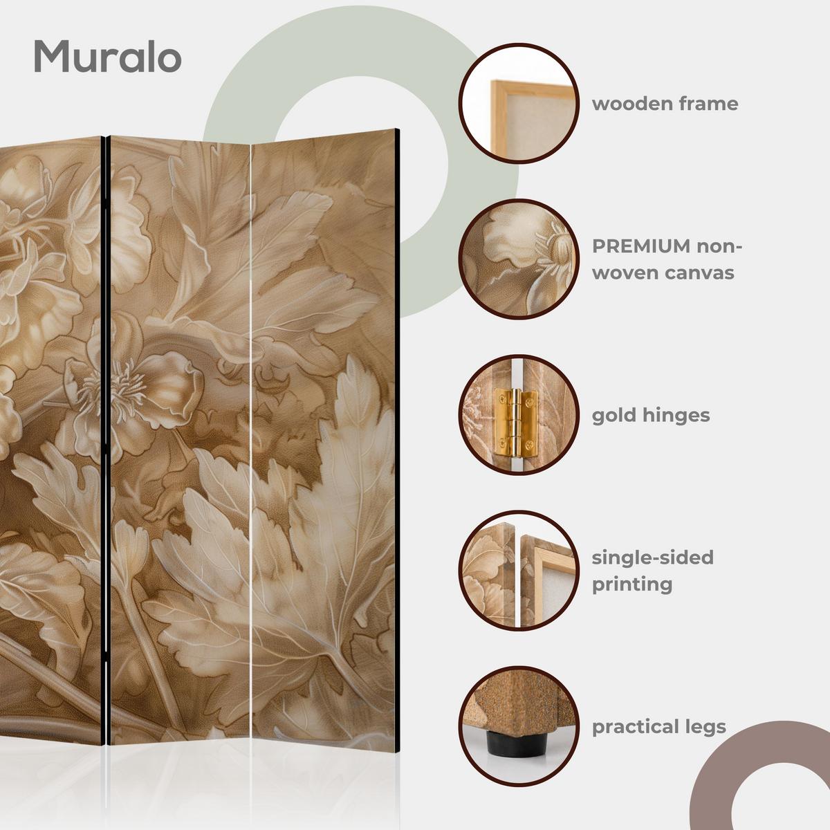 PARAVENT Einseitig Bedruckter 3-tlg 135x172 cm Lichtstruktur Abstraktion - Weiß, Holz/Textil (135/172/3cm) - Muralo