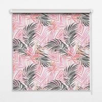 INNENROLLO - Fensterrollo - Rollo - 80x180 cm - Rosa und schwarze Blätter - Pink, Kunststoff (80/180/0.5cm) - TULUP