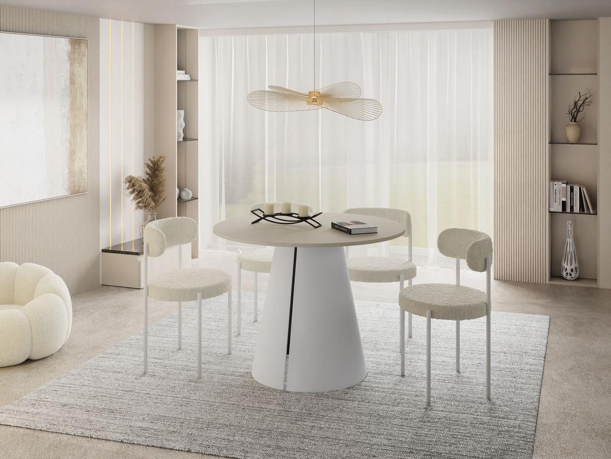 ESSTISCH Lamio runder ausziehbarer, Beige Cashmere 120-200/120/76 cm - Kaschmir/Beige, Holzwerkstoff/Metall (120/196/76cm) - WFL GROUP