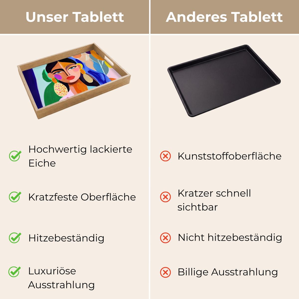 TABLETT Porträt - Frau - Modern 50x35 cm - Multicolor, Holz (50/5/5cm) - OnlyWow