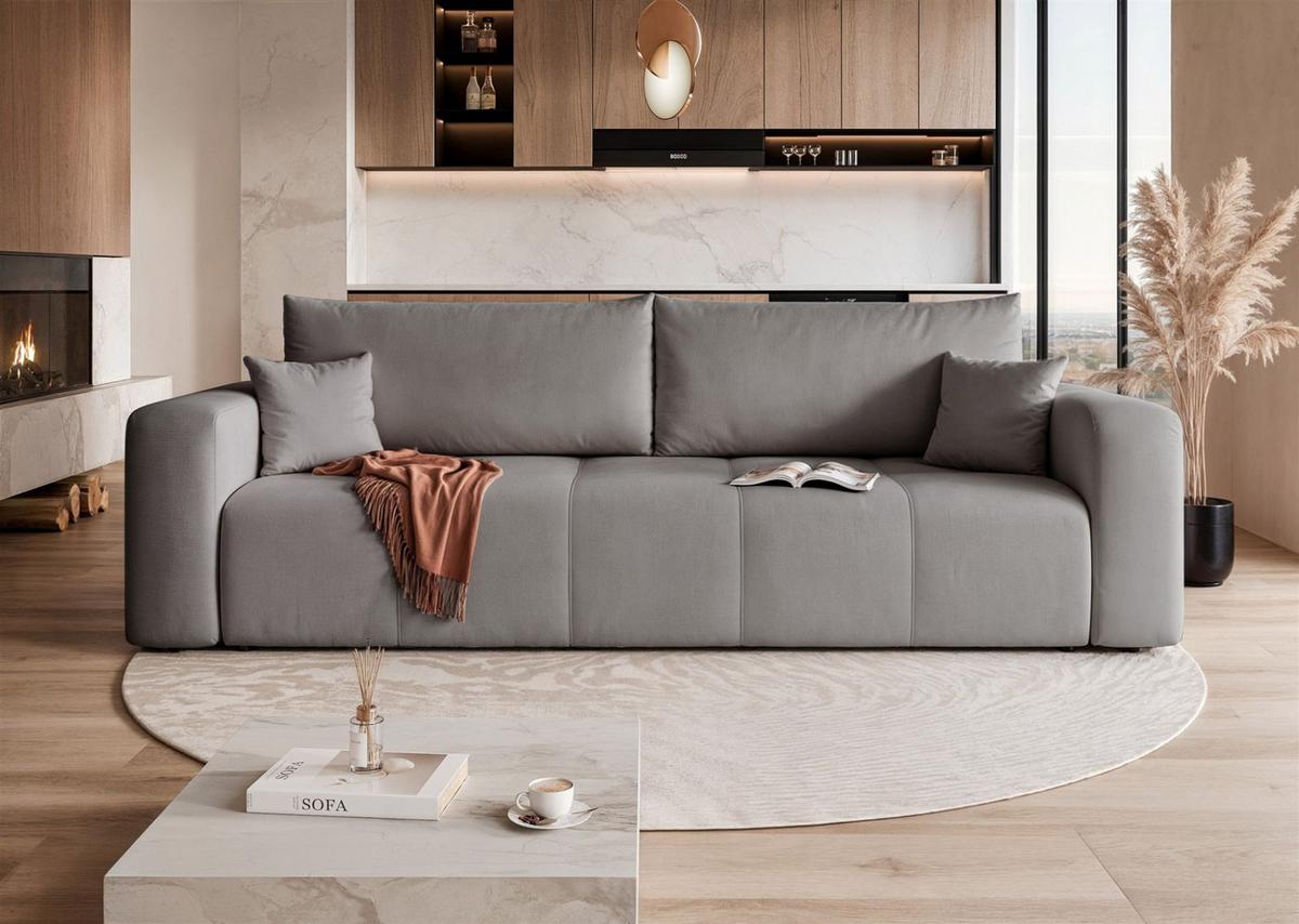 SCHLAFSOFA Leros - Grau, Holzwerkstoff/Textil (244/79/93cm) - Fun Möbel