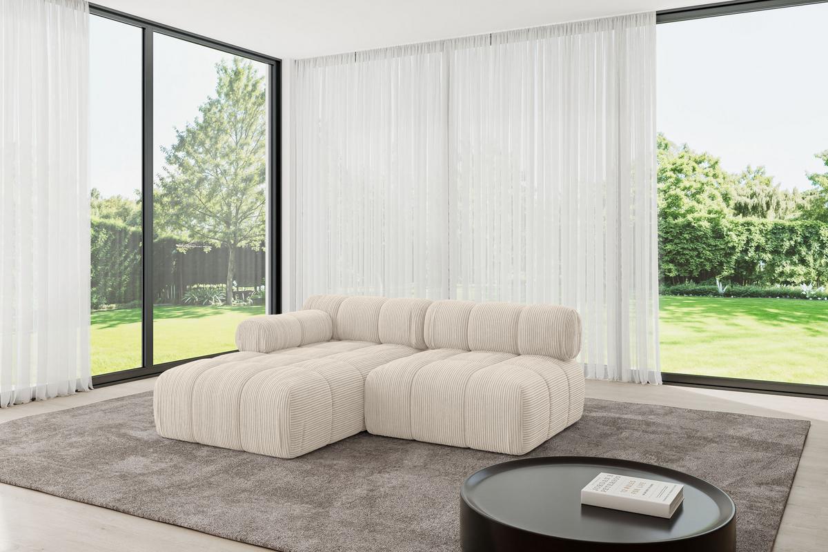 ECKSOFA modulares Sofa Razon-L1 - 190x160x70 cm Beige Cord - Beige, Holzwerkstoff/Textil (190/160cm) - ALTDECOR