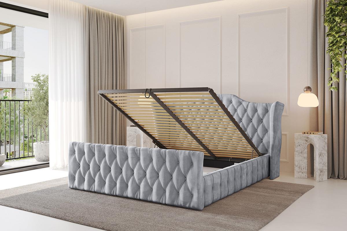 POLSTERBETT mit Bettkasten, Fußteil und Lattenrost, Boxbett ohne Matratze - MODY-Z 120x200 Hellgrau - Hellgrau, Holzwerkstoff/Textil (120/200cm) - ALTDECOR
