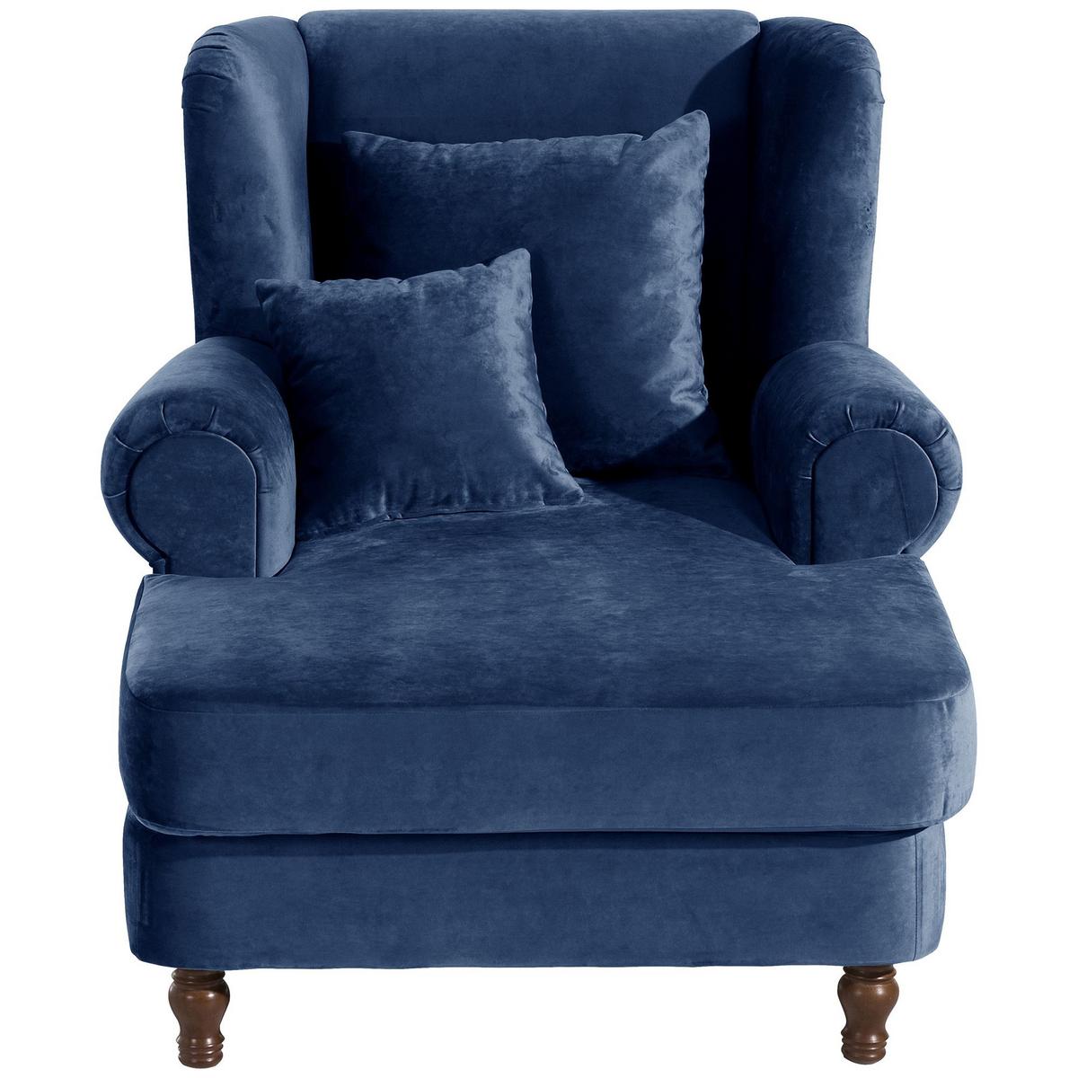 SESSEL XXL inkl. Kissen Karley Samtvelours dunkelblau - Dunkelblau, Kunststoff (103/103/149cm) - 58aufmkessel