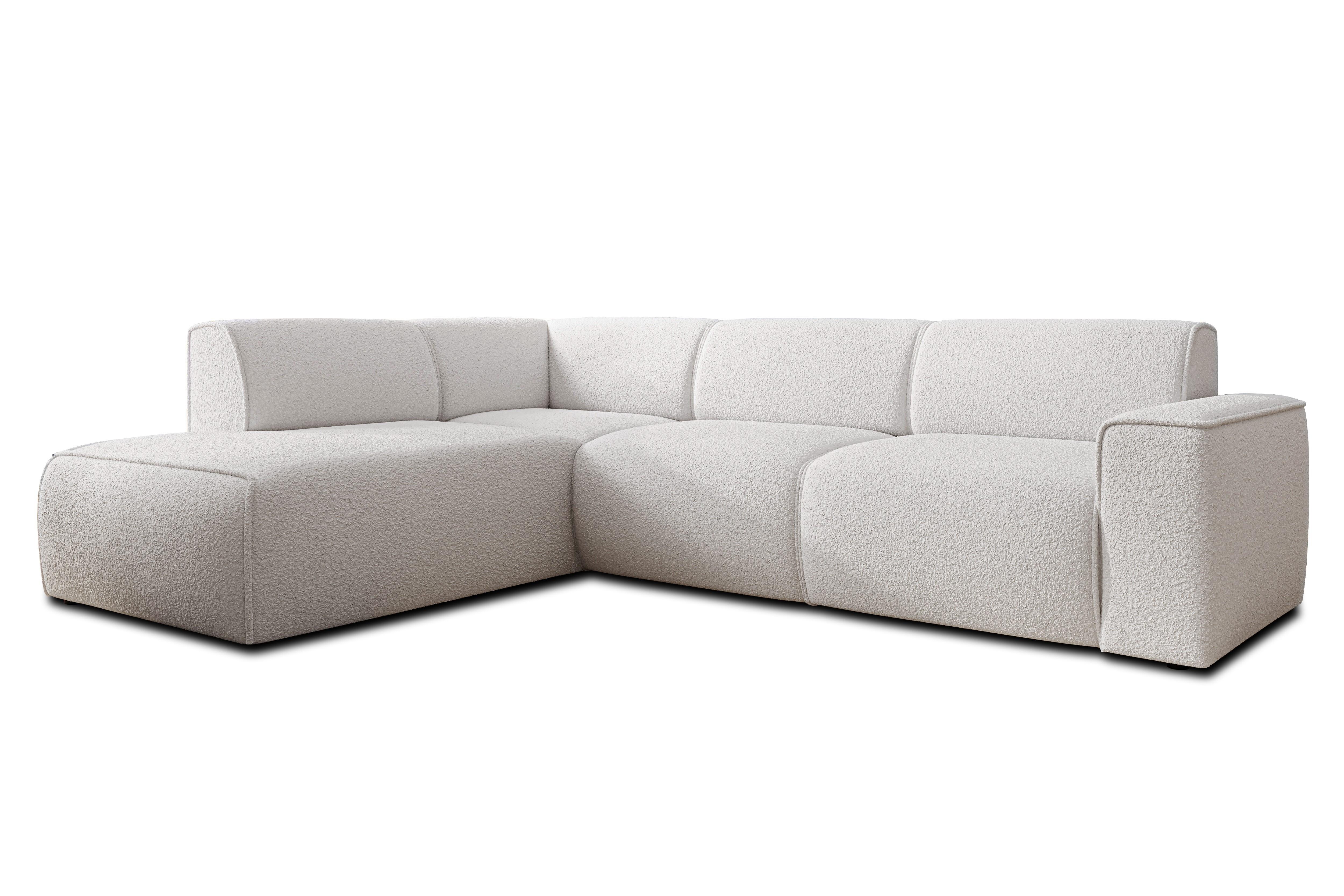 ECKSOFA L Form Didim Weiß 292/220/78 cm – großes Sofa stilvoll & bequem L - Schwarz/Weiß, Kunststoff/Textil (220/292cm) - AX Living