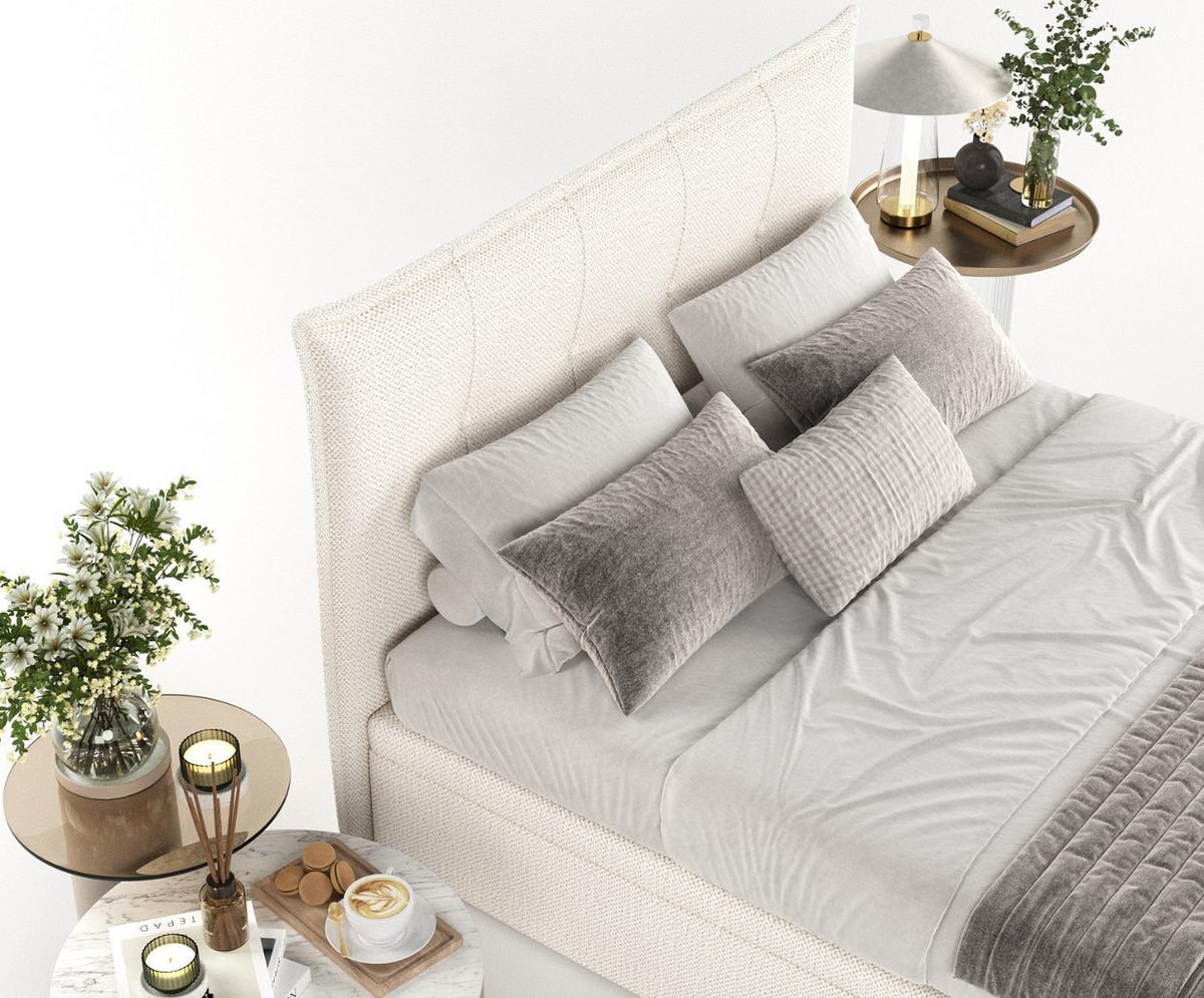POLSTERBETT Liano mit Stauraum 180/200 cm Creme im Alta Stoff - Creme/Schwarz, Holz/Holzwerkstoff (180/200cm) - AltaBeds