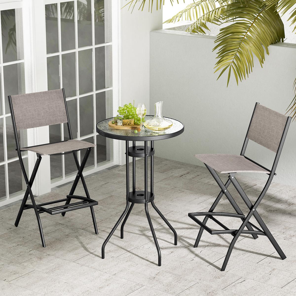 KLAPPSTÜHLE Kaffee (2er-Set) - Braun, Metall (57/102/46cm) - COSTWAY