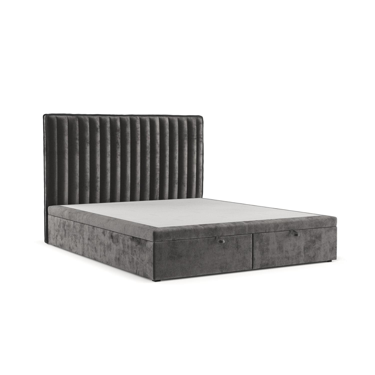 POLSTERBETT Keva mit Stauraum 140/200 cm Stahl im Lotta Stoff - Graphitfarben/Schwarz, Holz/Holzwerkstoff (140/200cm) - AltaBeds