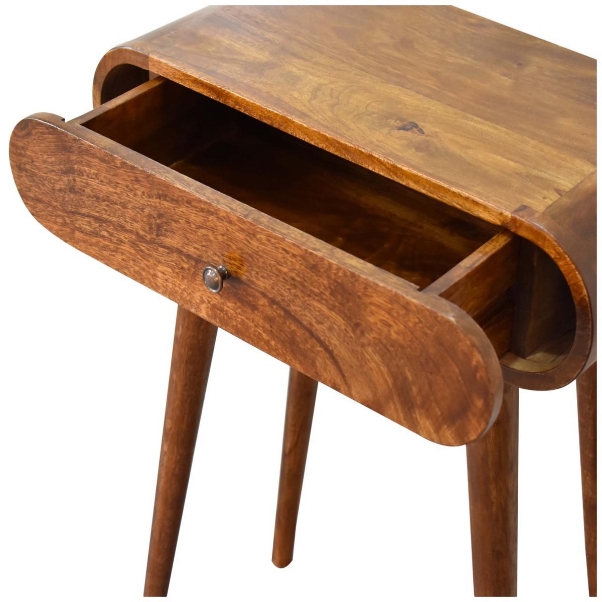 KONSOLENTISCH mini im Kastanienholz-Finish, 1 Schublade, Nordische Beine, Braun - Kastanienfarben/Messingfarben, Holz/Metall (30/60/78cm) - Artisan Furniture